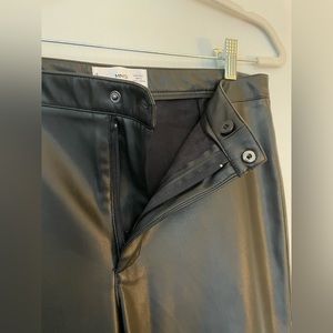 Mango MNG Casual Black Faux High Rise Leather Pants Trousers - size L